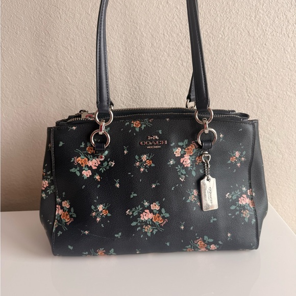 Coach Black Floral Satchel